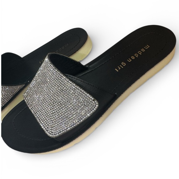 MADDEN GIRL Rhinestone Black Slide Sandals 8.5 - Picture 4 of 6